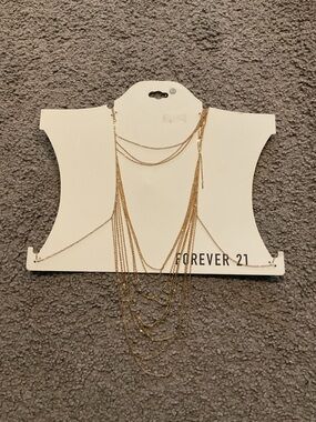 NWT Forever 21 Gold Multi Drape Body Chain Necklace Jewelry Beach Summer Y2K